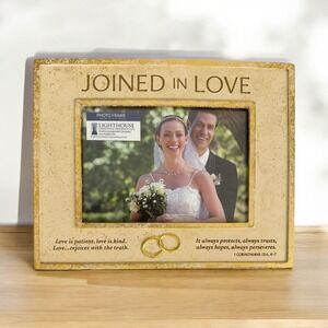 Lighthouse Christian Joined In Love Flecked Gold Tone Cast Stone Photo Frame